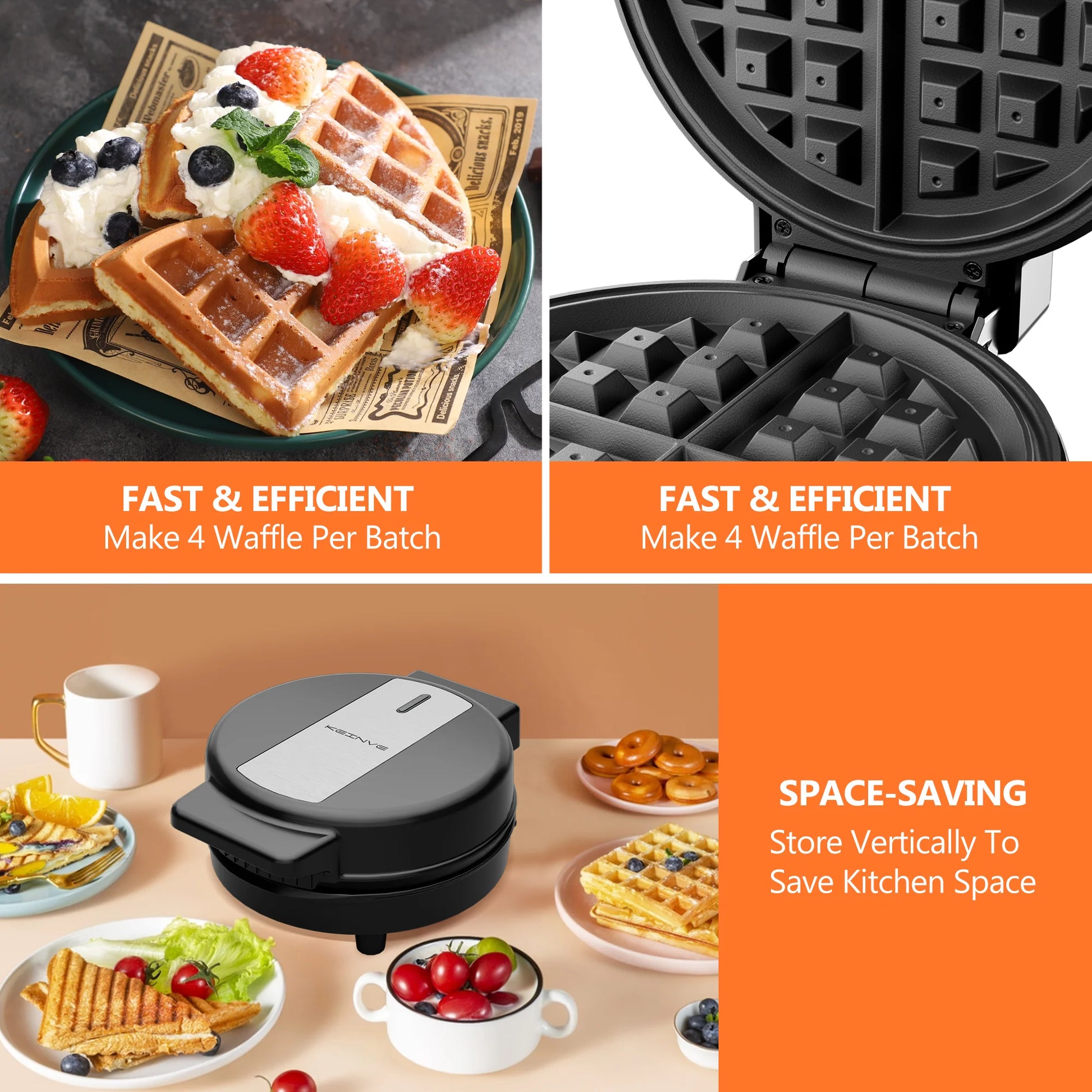 Electric Nonstick 8-inch Waffle Maker for Belgian Waffles - Ultimate Objects