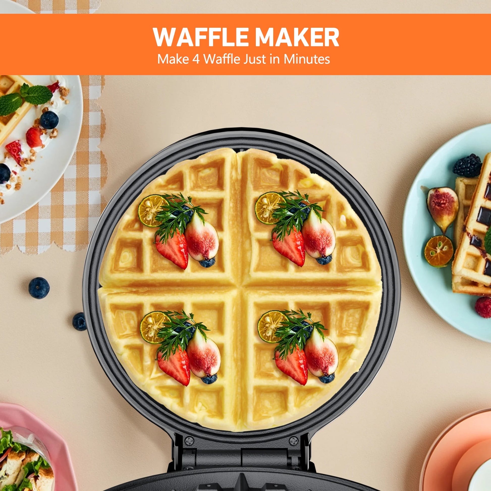Electric Nonstick 8-inch Waffle Maker for Belgian Waffles - Ultimate Objects