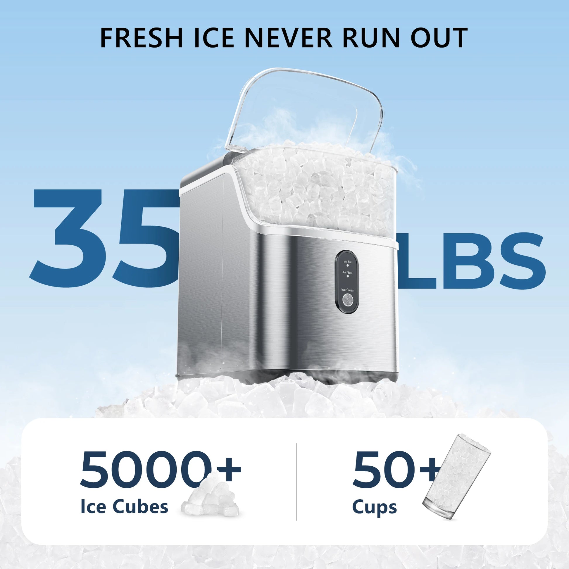 SIMZLIFE Nugget Ice Maker Countertop, 34lbs Per Day Silver - Ultimate Objects