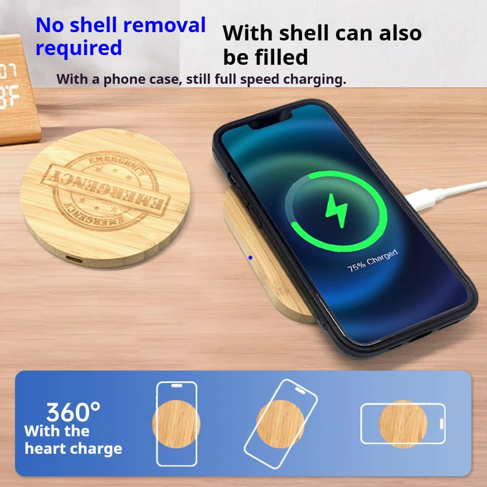 Circular 15W Fast Wireless Charger For All Phones Anywhere