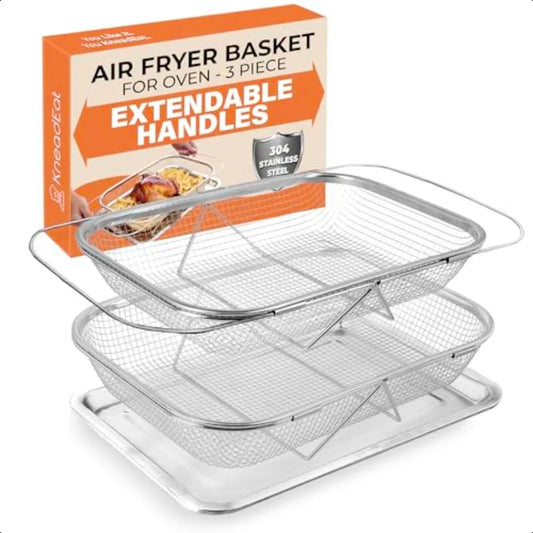 Deep Air Fryer Basket Set For Oven 3 Piece 304 Stainless
