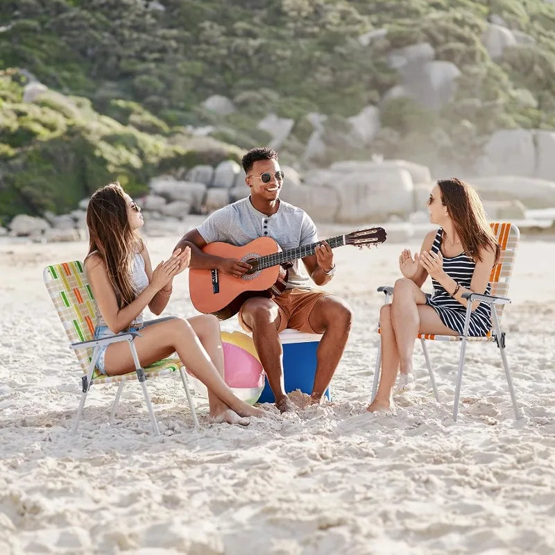 Webbed Lawn Chairs Set of 2 Foldable Metal Patio Chairs