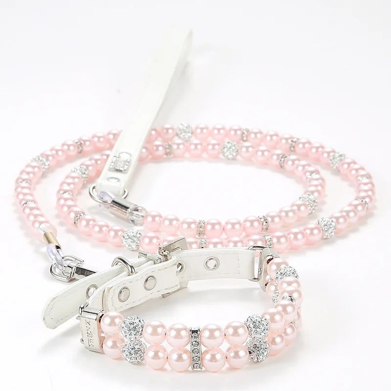 Pearl Cat Necklace Pet Collar Leash Jewelry For Small Dogs