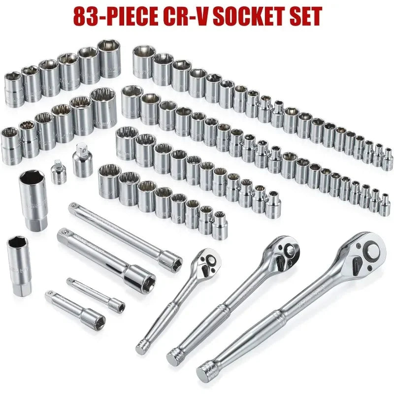 438 Piece Mechanics Tool Set With 3 Drawer Metal Box USA