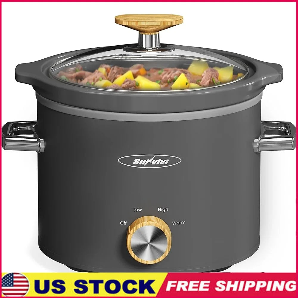 Small Slow Cooker Removable Ceramic Pot 2 Quart Compact