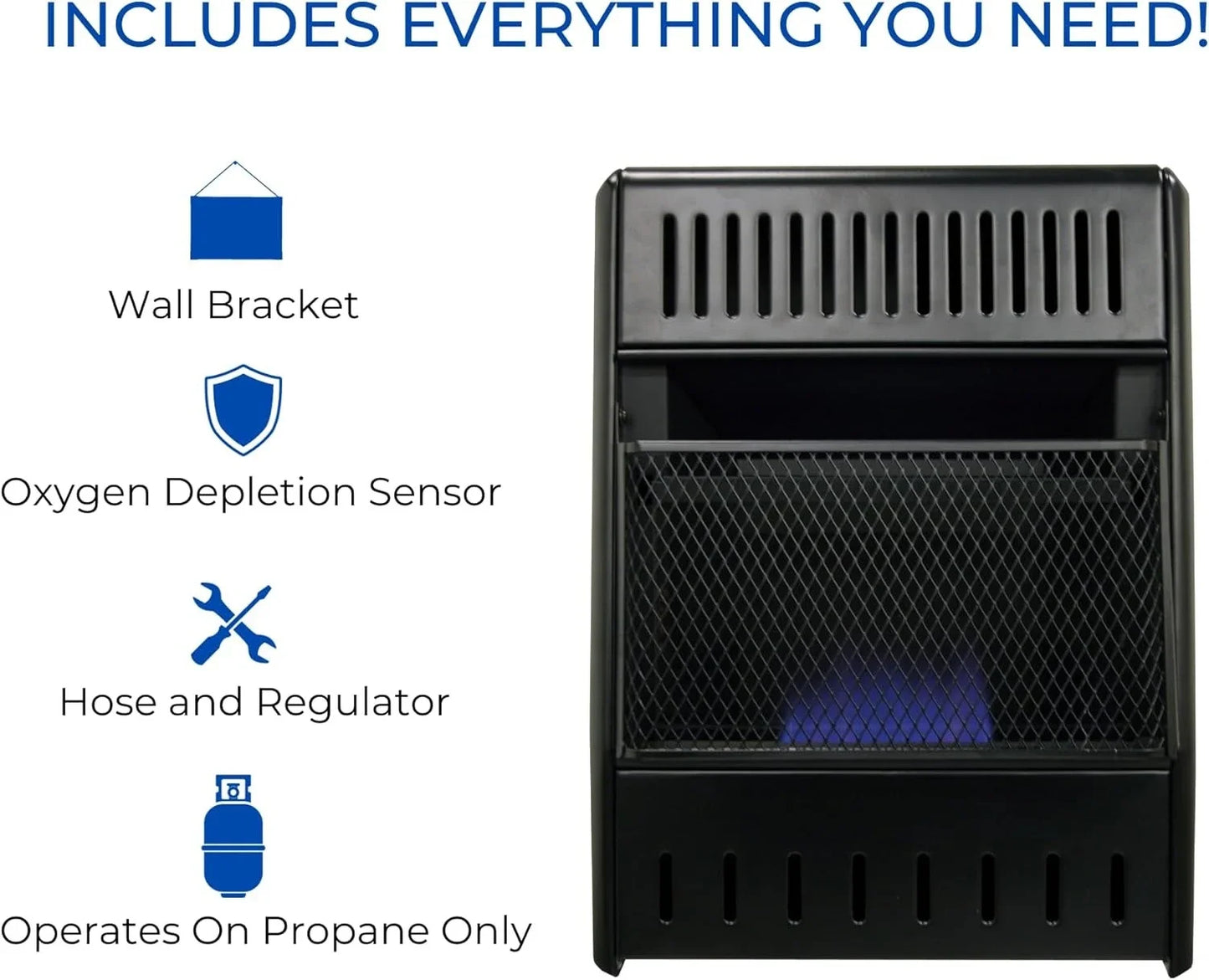 ML100TBAHR Ventless Propane Heater With Thermostat Black