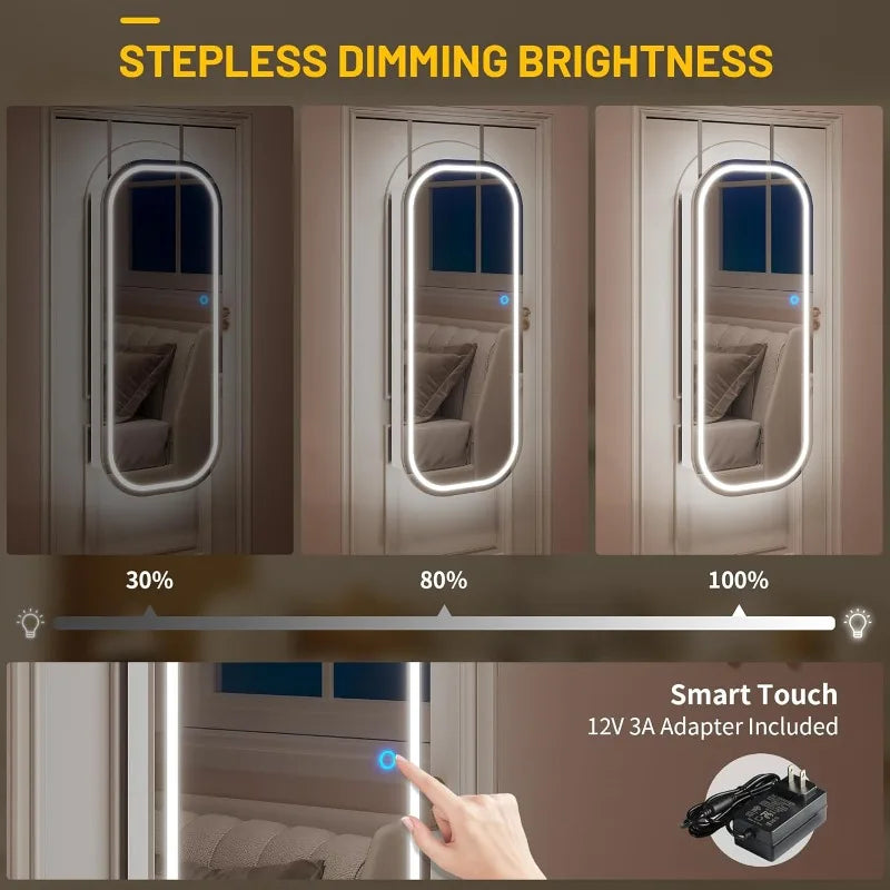 LED Mirror Jewelry Cabinet Wall Mount Armoire Lockable