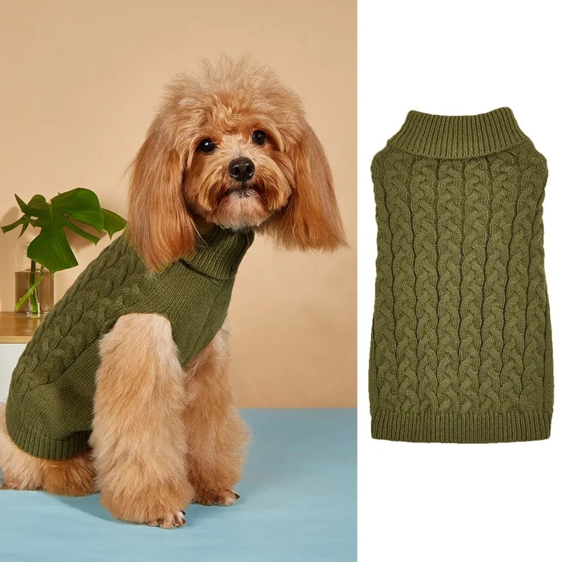 Solid Color Knit Dog Sweater for Teddy Bichon Two Legs