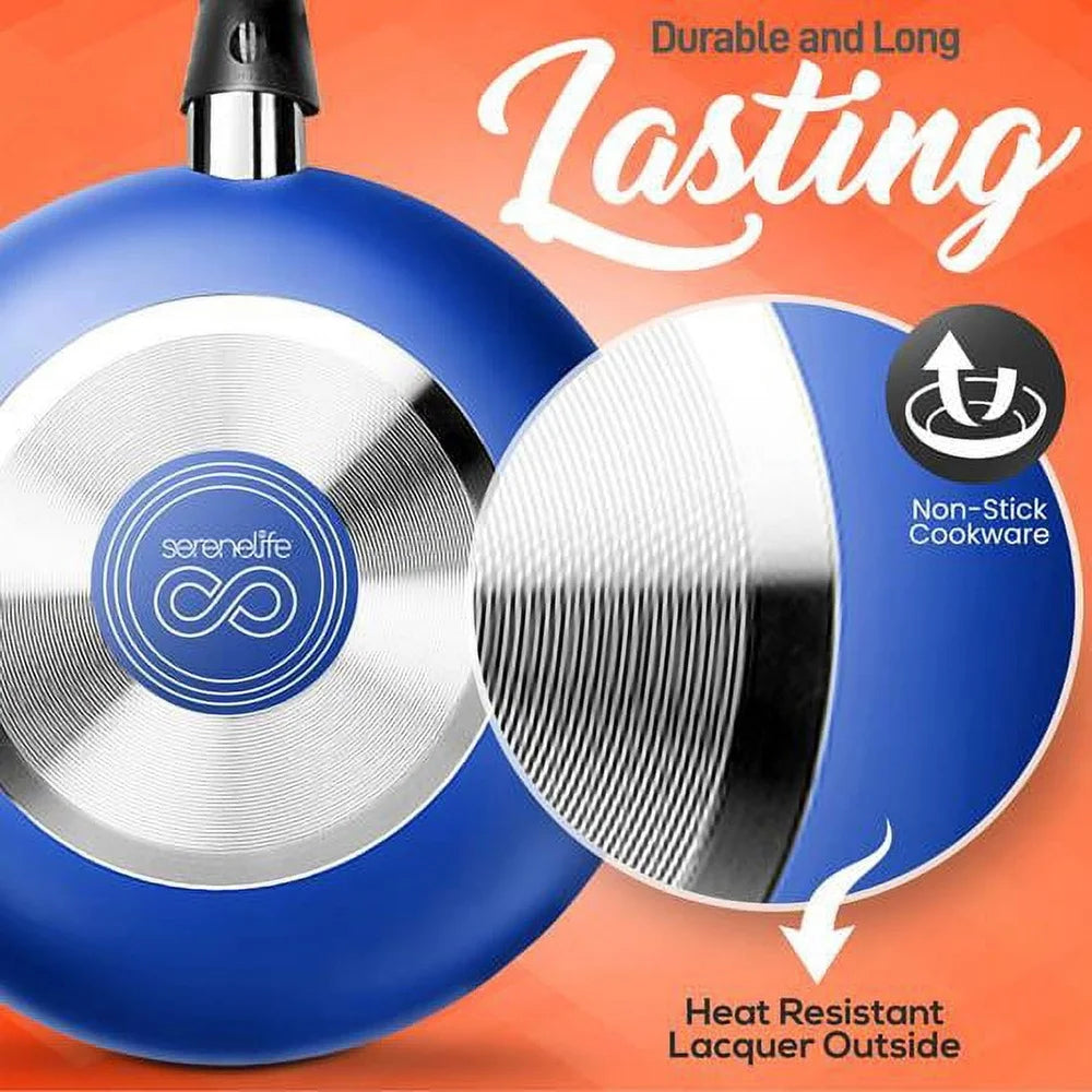 15 Piece Non Stick Cookware Set With Tempered Glass Lids