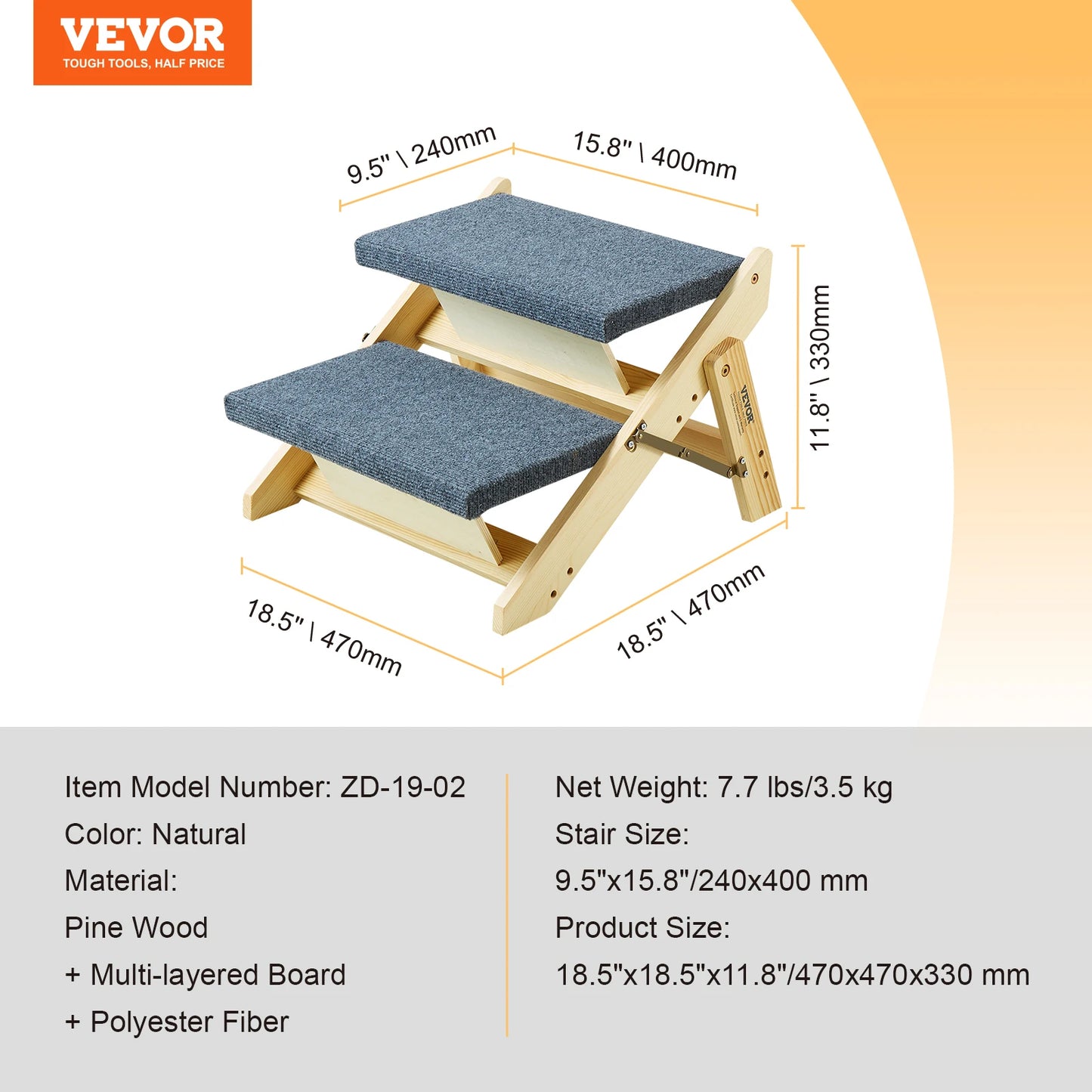 SucceBuy Wooden Pet Steps And Ramp 2 In 1 Foldable