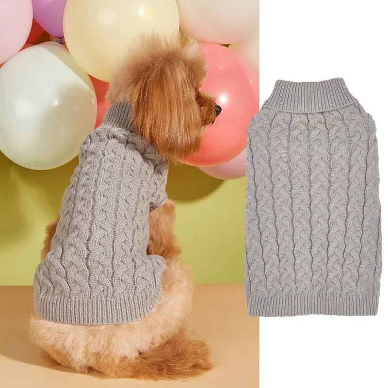 Solid Color Knit Dog Sweater for Teddy Bichon Two Legs