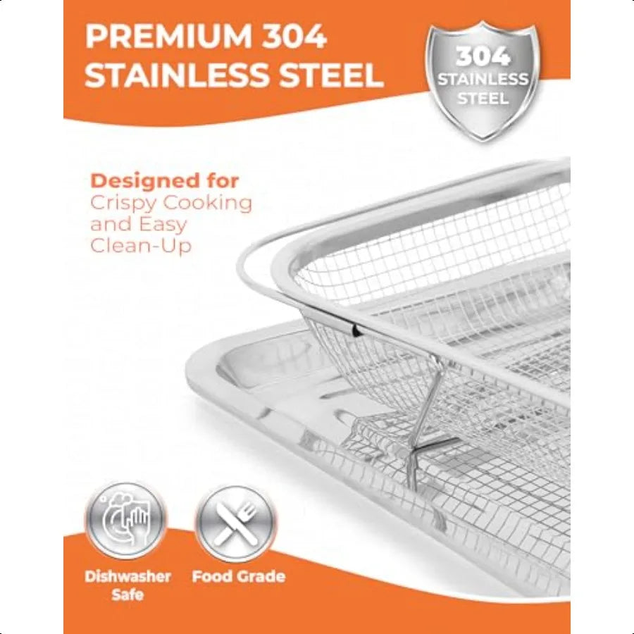 Deep Air Fryer Basket Set For Oven 3 Piece 304 Stainless