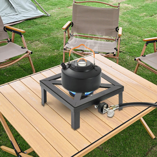 Portable Single Burner Outdoor Gas Stove Propane Cooker With Adjustable Regulator Hose For Patio Camping
