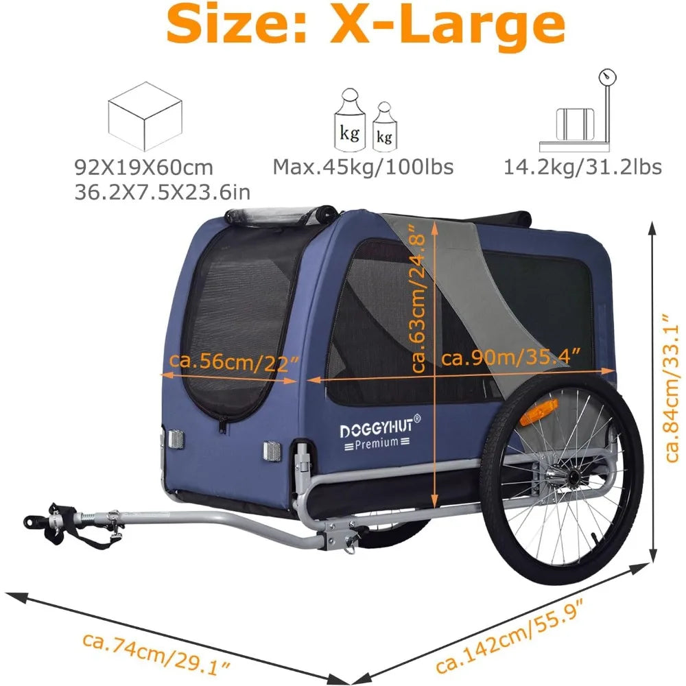 DoggyHut Premium XL Pet Bike Trailer For Large Or Small Dogs