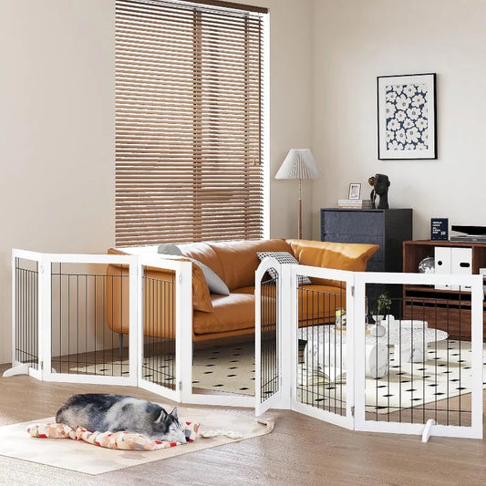 144 Inch Extra Wide Dog Gate With Walk Through Door