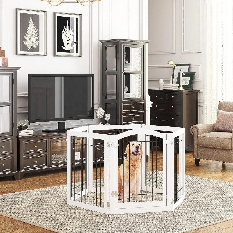 144 Inch Extra Wide Dog Gate With Walk Through Door