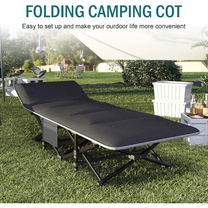 Camping Cot for Adults, Portable Folding Bed with Cushion - Ultimate Objects