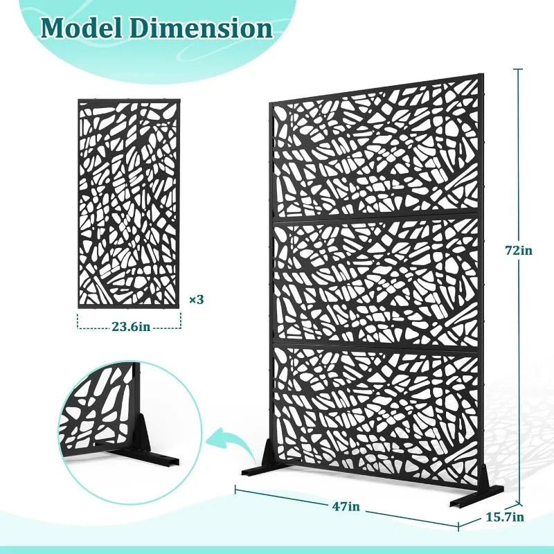 Metal Outdoor Privacy Screen Fence Panel 72x47 Inches