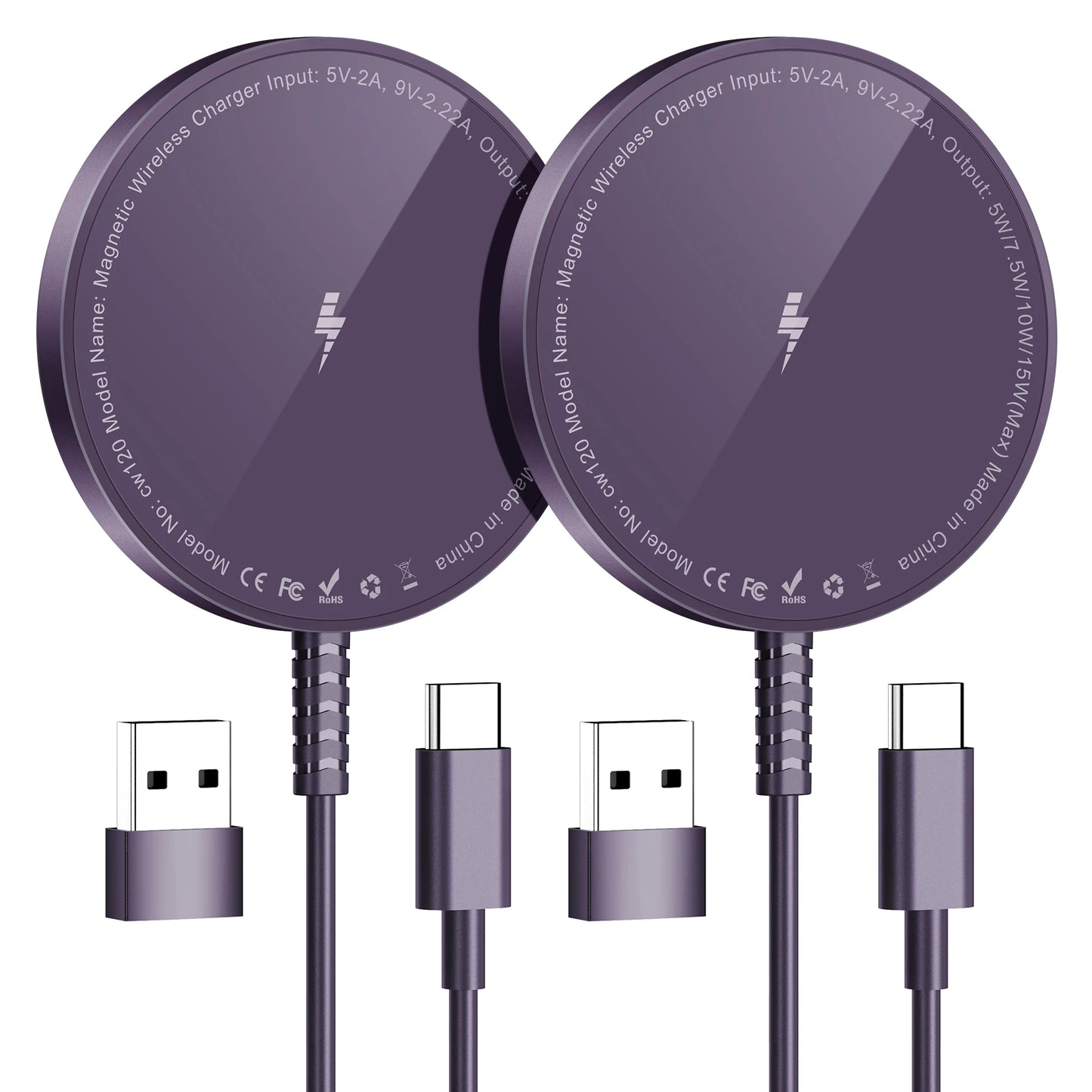 2 Pack Magnetic Wireless Charger 15W For iPhone 15 14 13 12