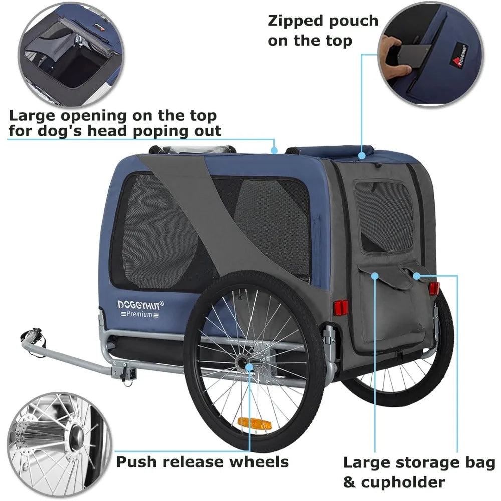 DoggyHut Premium XL Pet Bike Trailer For Large Or Small Dogs