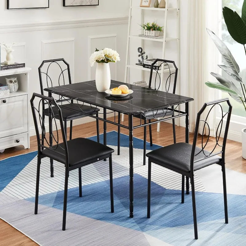 5 Piece Dining Table Set For 4 Dinette With Chairs Easy