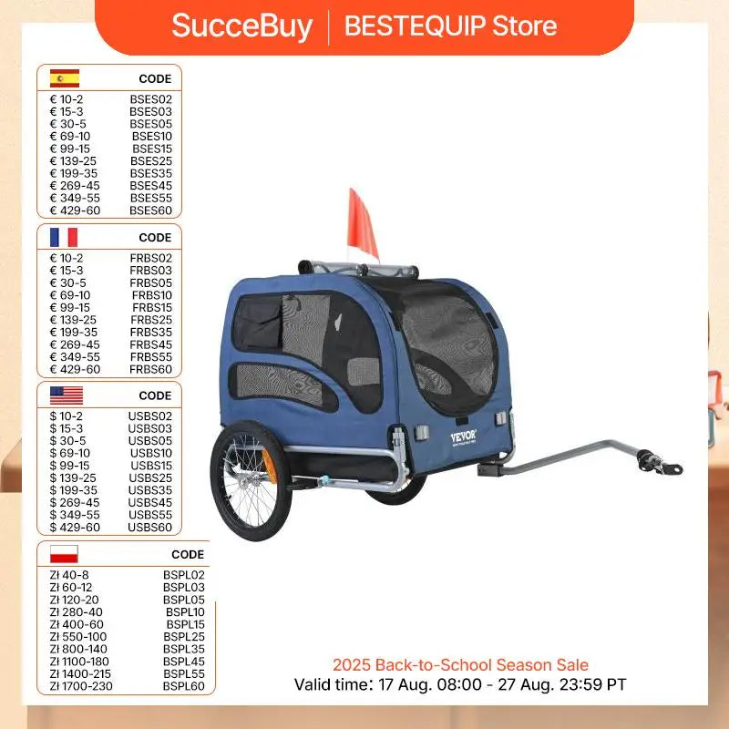 SucceBuy 100 Lb Dog Bike Trailer Carrier Reflectors