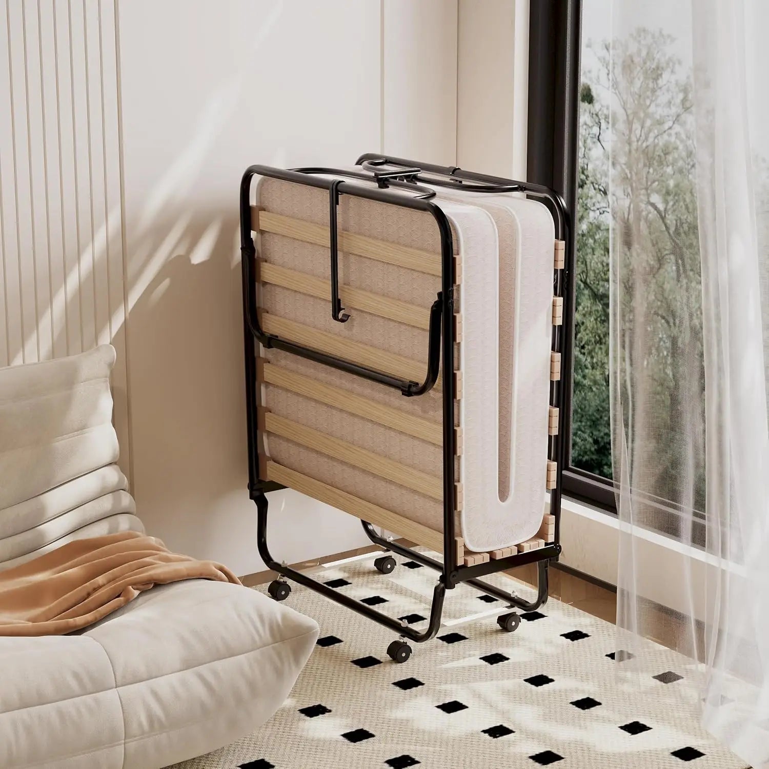 Folding Bed with Mattress, Rollaway Guest Bed Portable Sleeper - Ultimate Objects