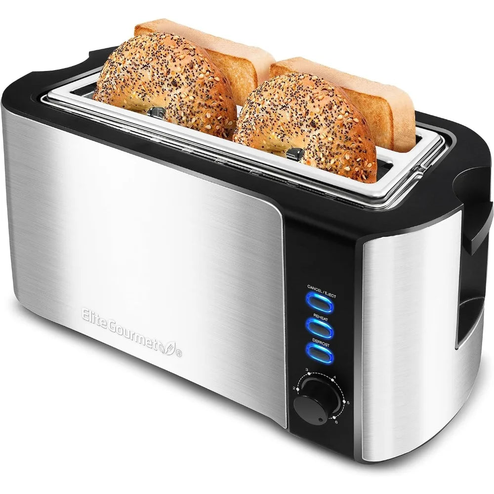 Long Slot 4 Slice Toaster with Countdown Timer and 6 Settings - Ultimate Objects