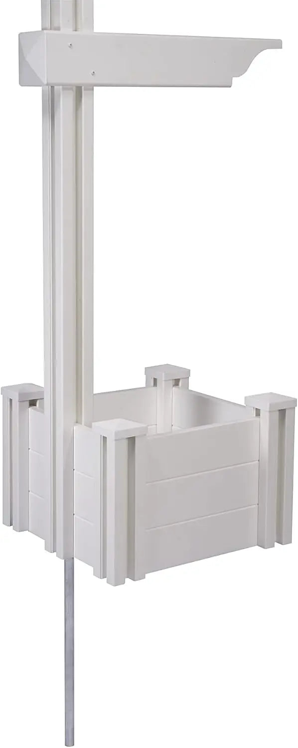 4.5ft No Dig Zippity Majestic Mailbox Post with Planter Box White Vinyl Decorative Post for Mailboxes Outdoor Architectural Post with Flower Box