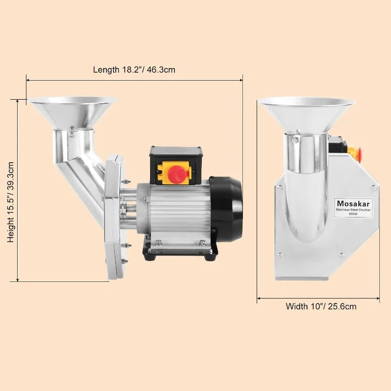550W Fruit Crusher Portable Stainless Steel Pulper Scratter