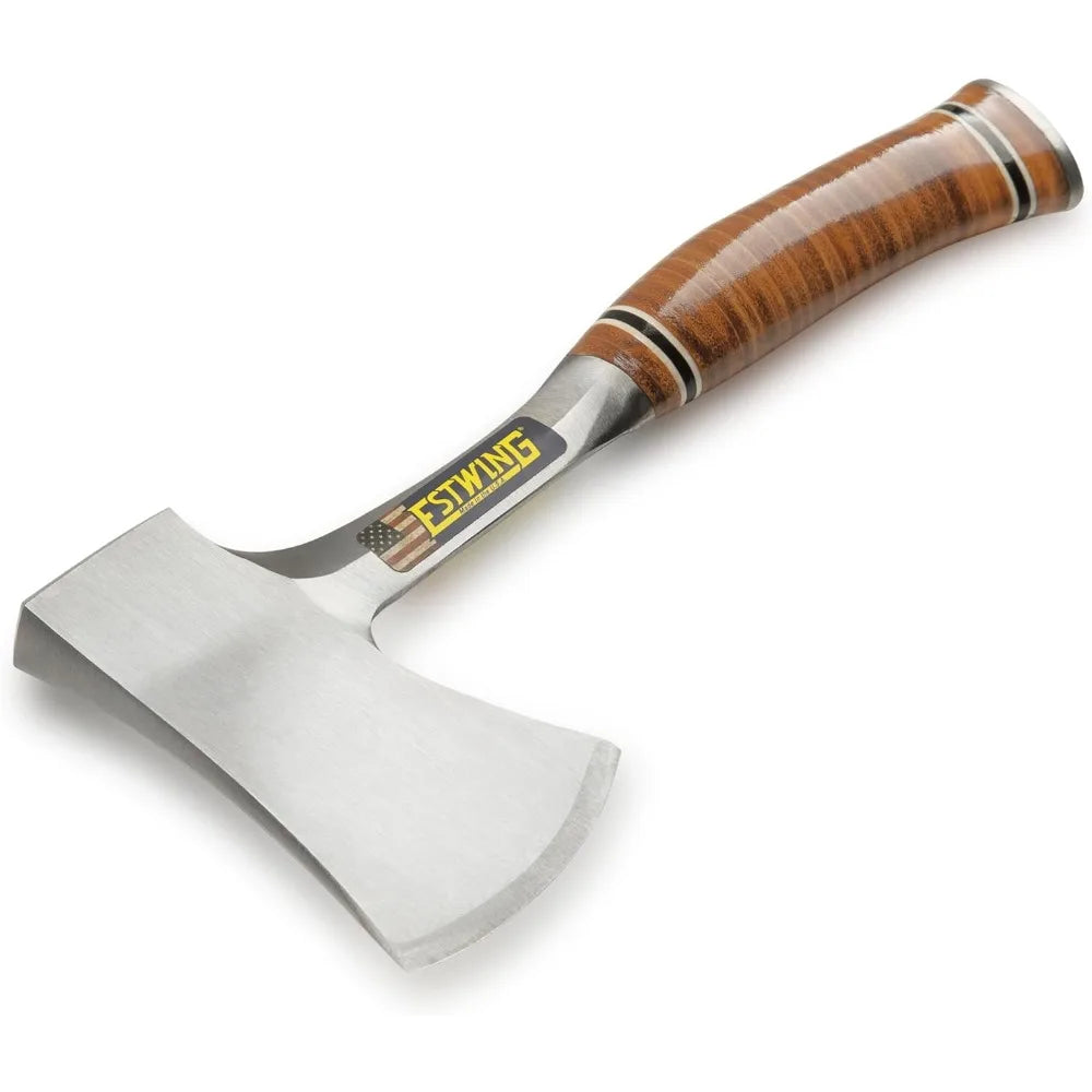 Sportsman's Axe 14 Inch Camping Hatchet with Forged Steel Construction and Genuine Leather Grip