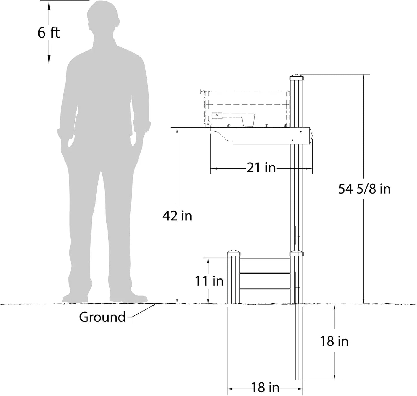 4.5ft No Dig Zippity Majestic Mailbox Post with Planter Box White Vinyl Decorative Post for Mailboxes Outdoor Architectural Post with Flower Box