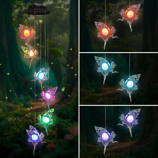 Solar Wind Chimes With Sun Moon Star Lights Outdoor Garden