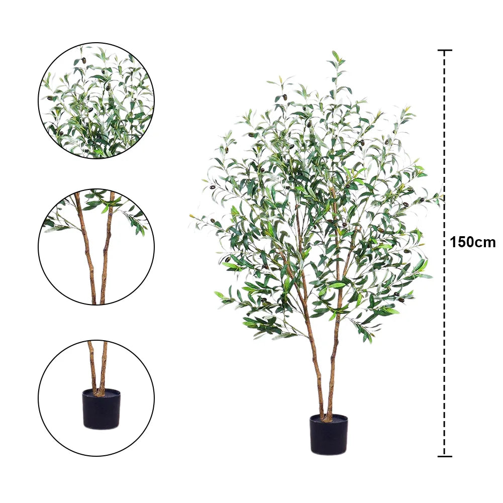 Tall Artificial Olive Tree With Adjustable Branches Potted