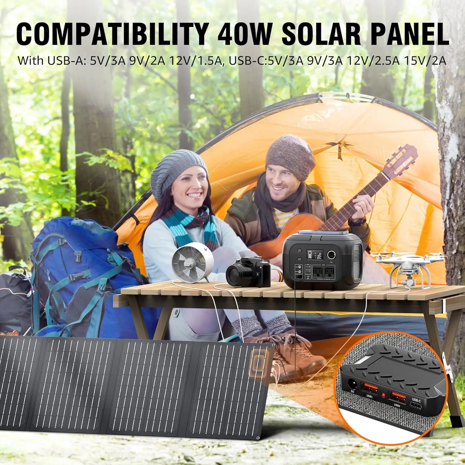300W 260Wh Portable Power Station with Solar Panels 40W Solar Generator for Outdoor Travel Camping RV - Ultimate Objects