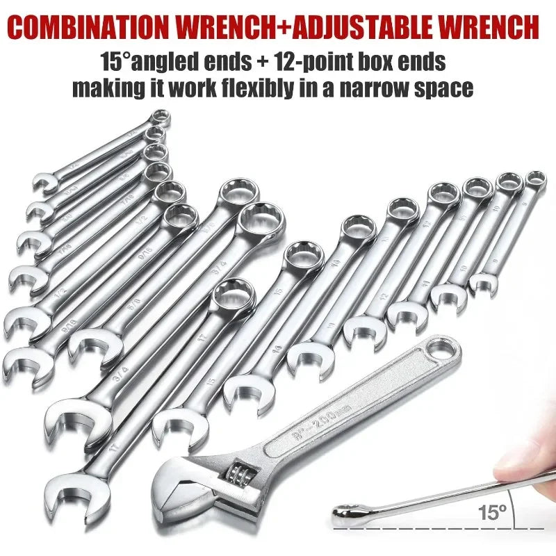 438 Piece Mechanics Tool Set With 3 Drawer Metal Box USA