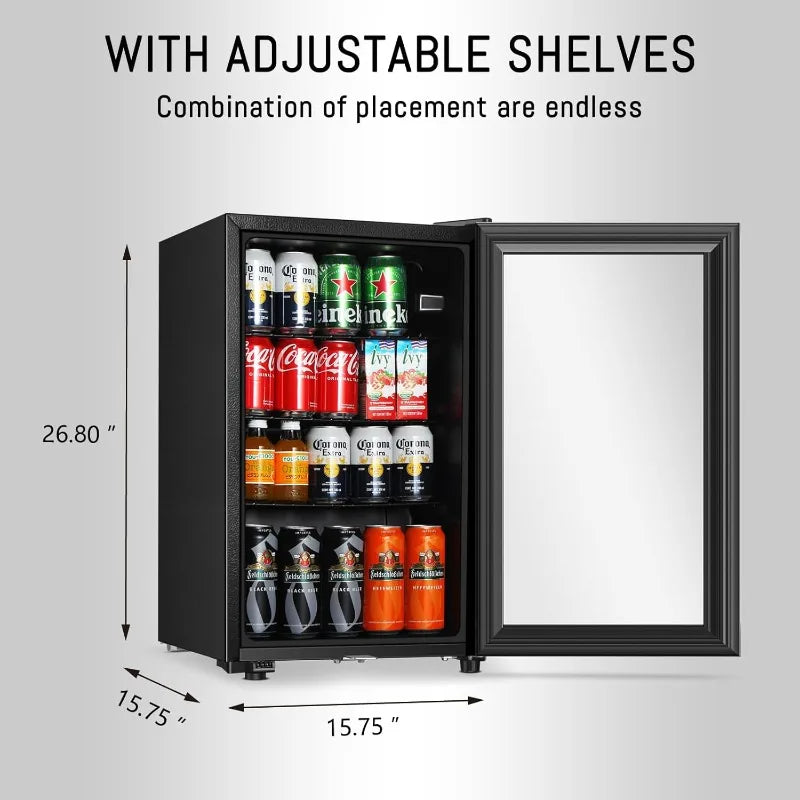 Beverage Refrigerator 2Point3 Cu Ft Glass Door Mini Fridge