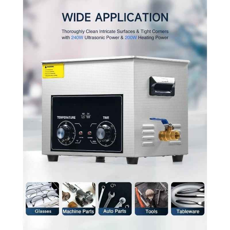 10L Ultrasonic Cleaning Machine With Heater And Timer 240W