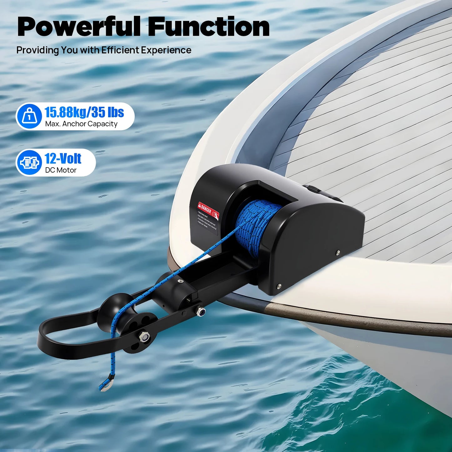 35 Lbs Boat Electric Anchor Winch 12V Windlass Kit Remote