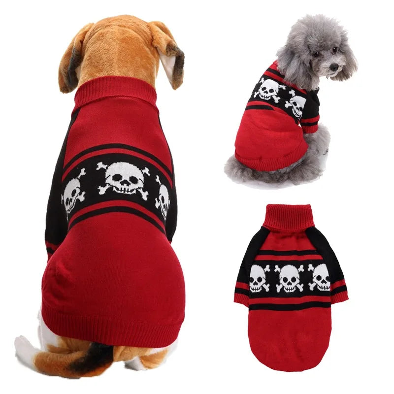 Halloween Skull Pattern Dog Sweater Autumn Knitwear Costume