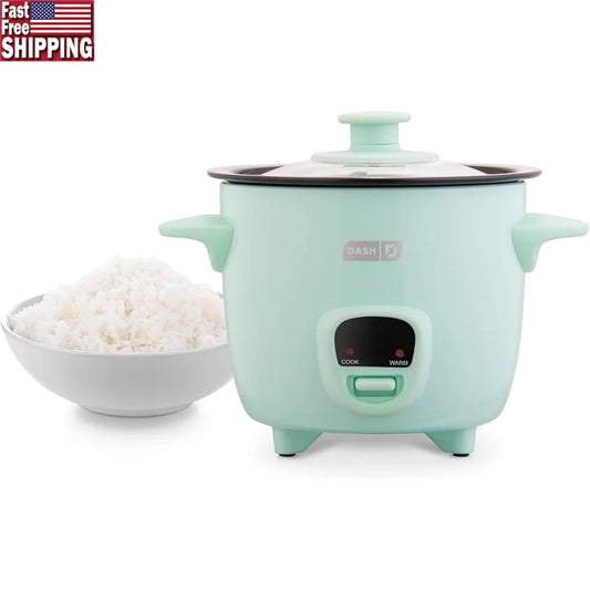 Mini Rice Cooker Steamer Nonstick Pot 0.5 Qt Keep Warm