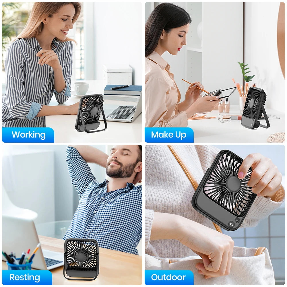 Topk Rechargeable Portable Fan Usb Camping 2000mAh Silent