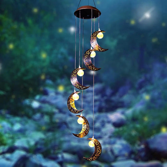 Solar Wind Chimes With Sun Moon Star Lights Gifts For Mom
