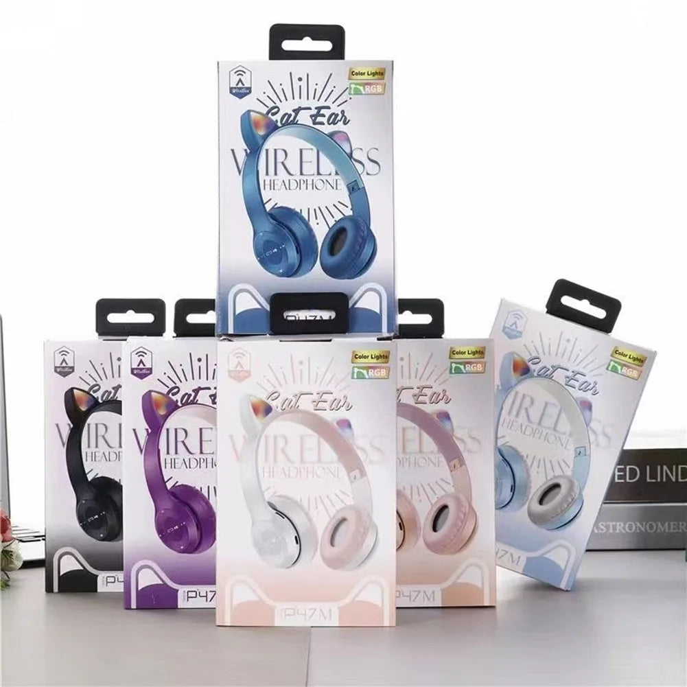 Wireless Cat Ear Headphones Bluetooth Glow Light For Kids