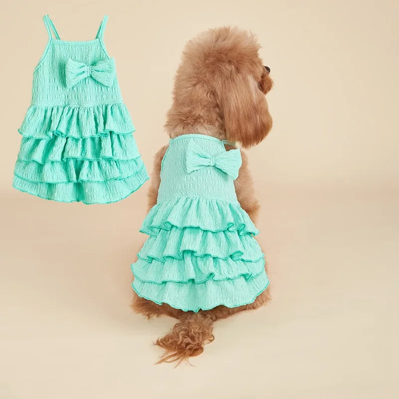 Summer Pet Dress Candy Layer Puffy Cake Dog Skirt Pink