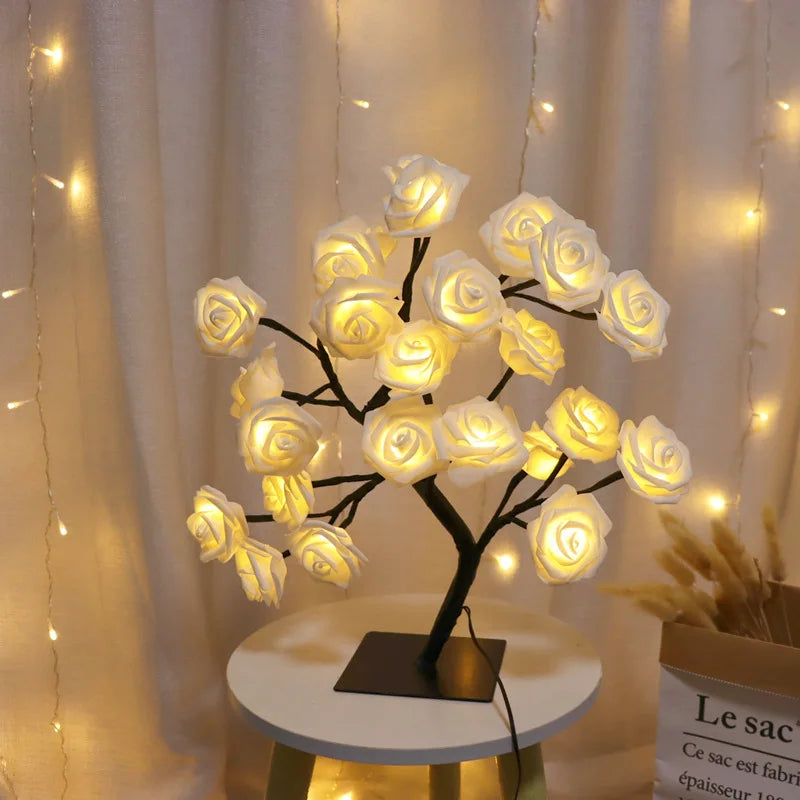 LED Rose Tree Lights 24 LEDs USB Operated Table Lamp