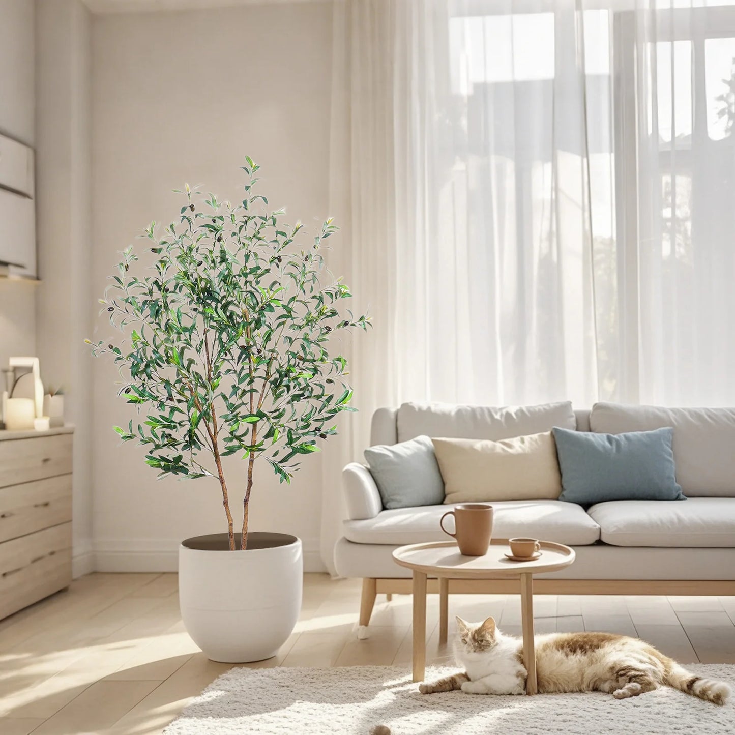 Tall Artificial Olive Tree With Adjustable Branches Potted