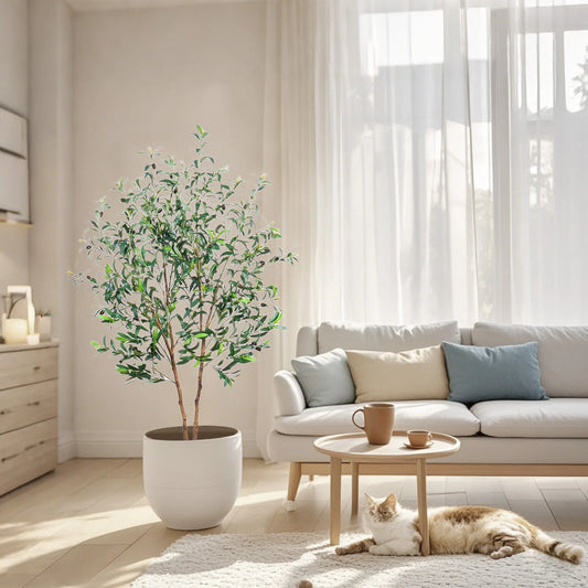 Tall Artificial Olive Tree With Adjustable Branches Potted