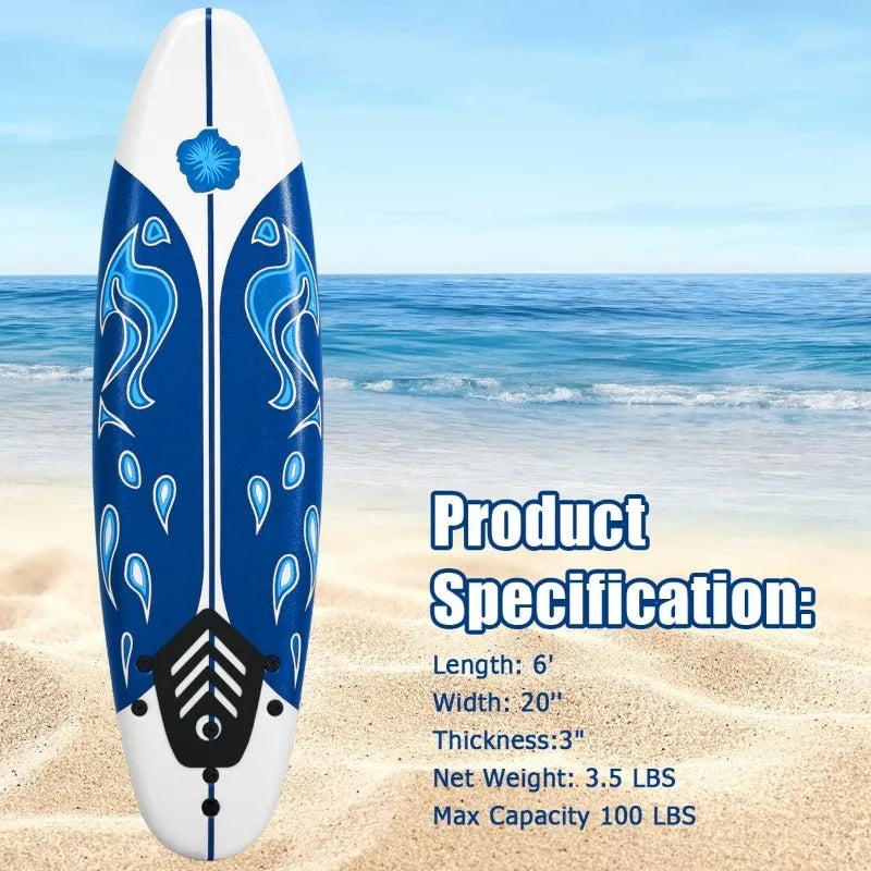 GYMAX 6 Ft Stand Up Paddle Board With Removable Fins And Safety Leash Lightweight Non Slip Surfboard For Teens And Beginners