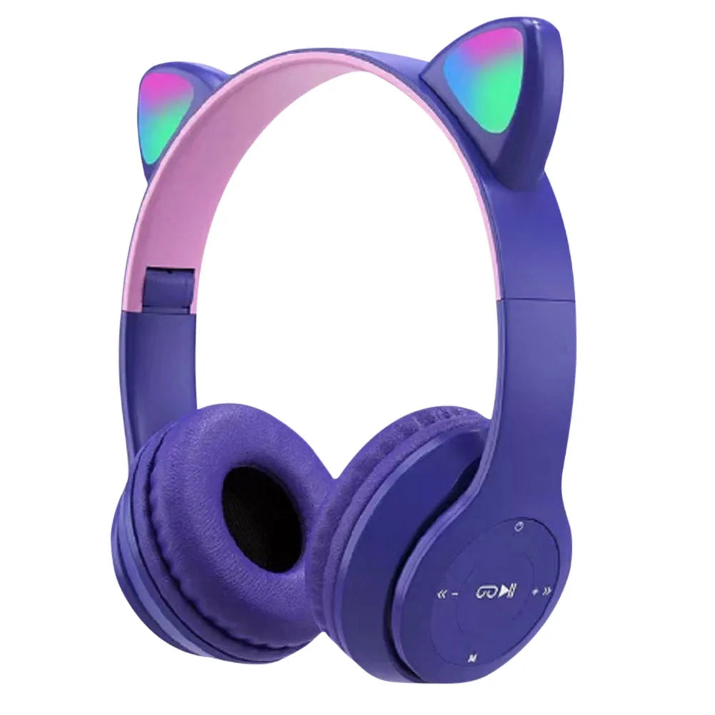 Wireless Cat Ear Headphones Bluetooth Glow Light For Kids